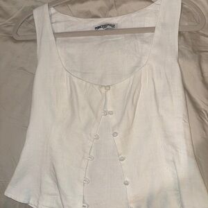 Princess Polly Cream Sleeveless Blouse